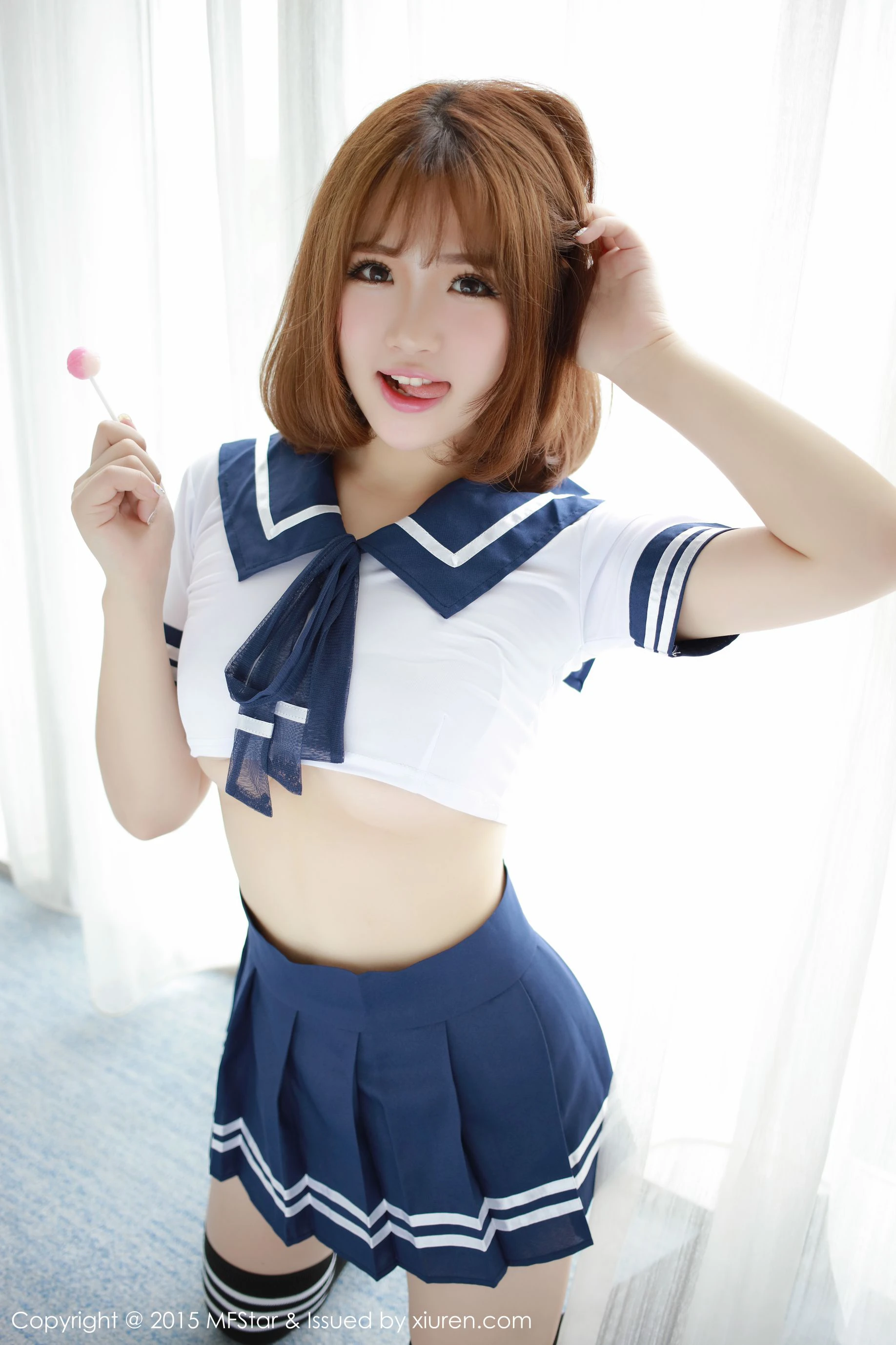 图片[3]-徐cake 《性感水手服+粉色抹胸连体服》 模范学院 Vol.020-COS写真在线网