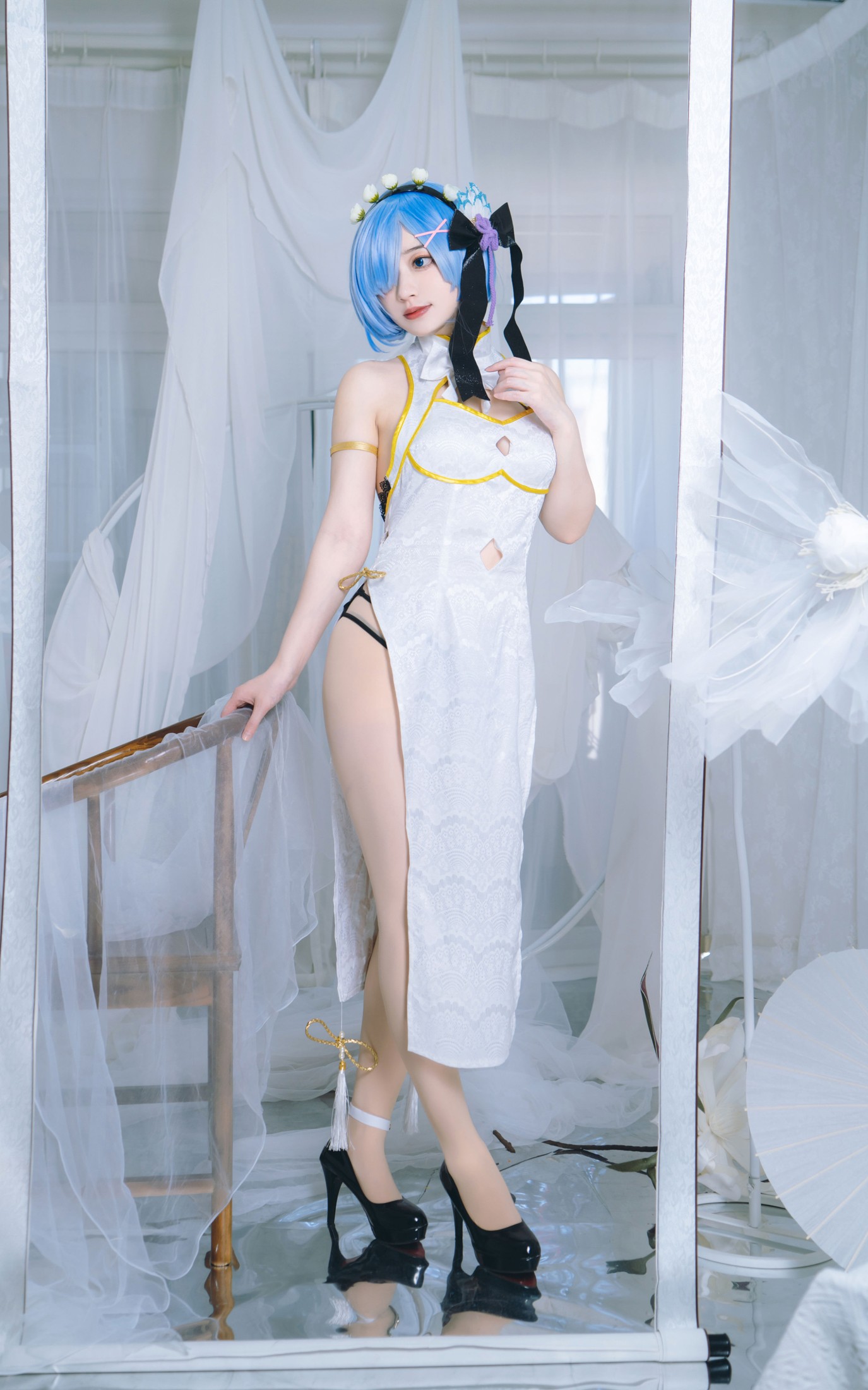 图片[6]-桃墨公子x – 《蕾姆白色旗袍》[23P]-COS写真在线网